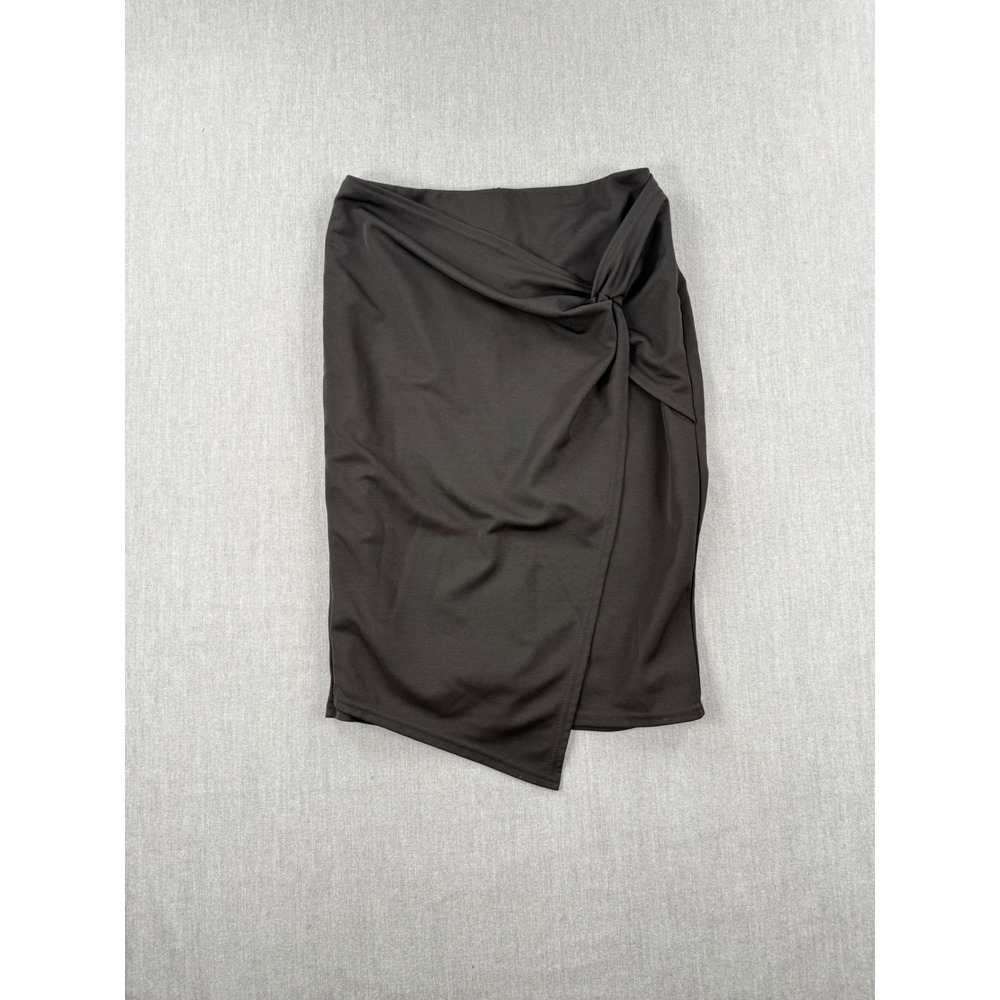 Kate Kasin Womens Black Knot Front Wrap Asymmetrical Pencil Skirt Size M